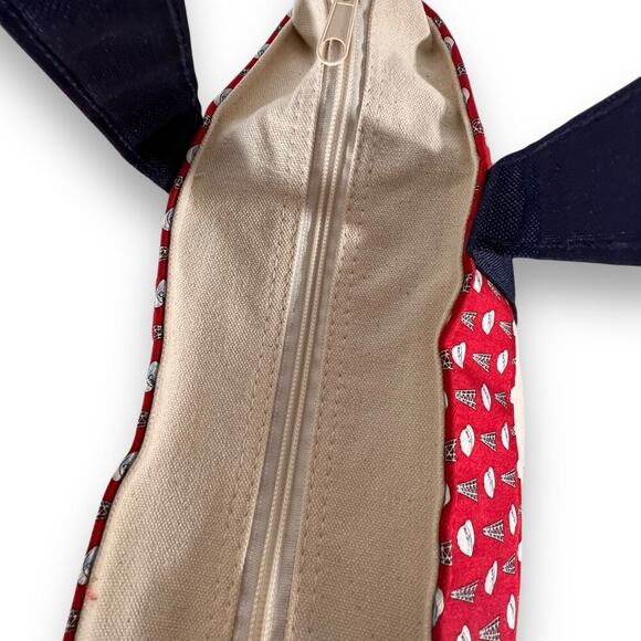 Vineyard Vines Canvas Tote Coastal Blue Ivory Oil Rig Print Zip Top - Picture 5 of 11